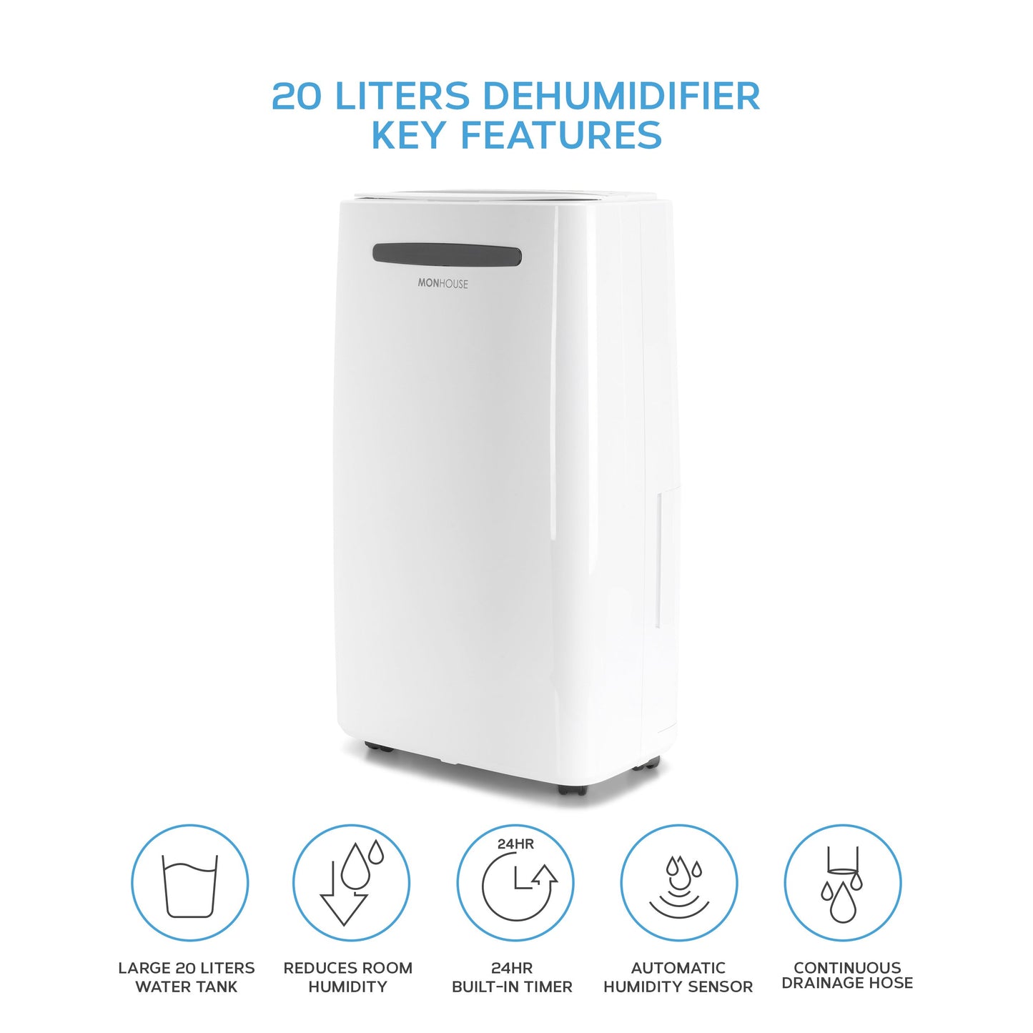 20L Dehumidifier 24hr Timer Damp, Mould, Condensation, Mildew, Moisture Remover