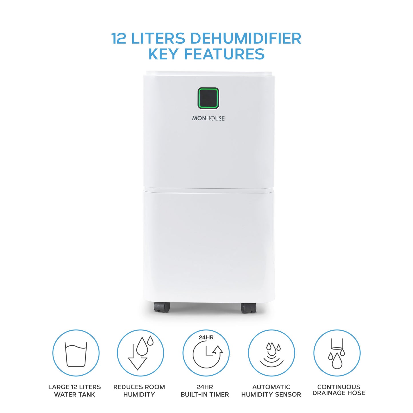 12L Dehumidifier 24hr Timer Damp, Mould, Condensation, Mildew, Moisture Remover
