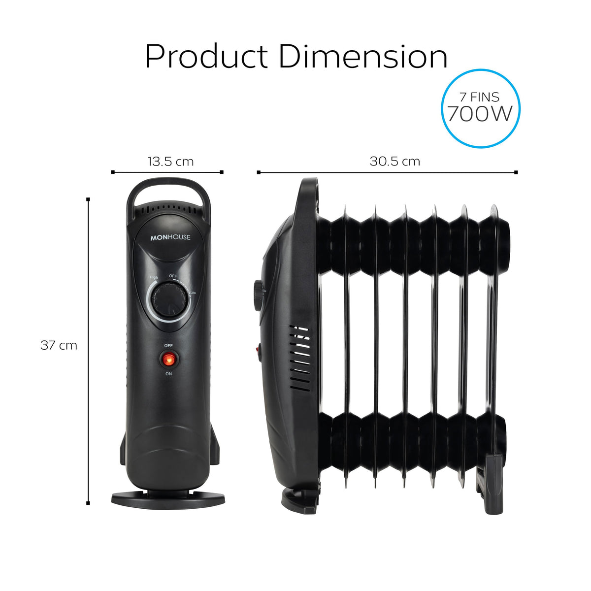 Small Oil Filled Electric Radiator 7 Fin Heater Portable Heat Thermost –  Mon House Store