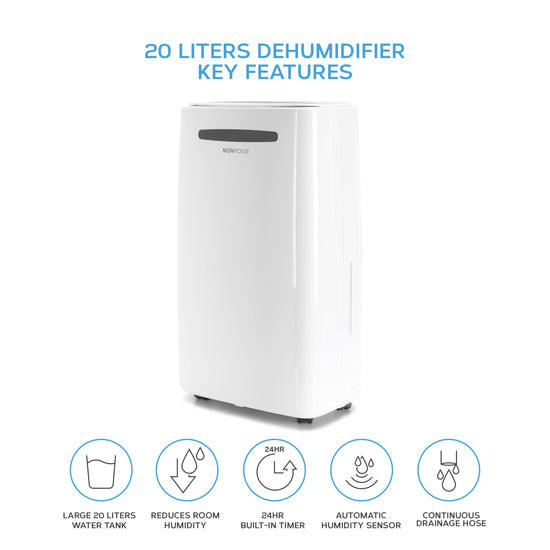 Load image into Gallery viewer, 20L Dehumidifier 24hr Timer Damp, Mould, Condensation, Mildew, Moisture Remover
