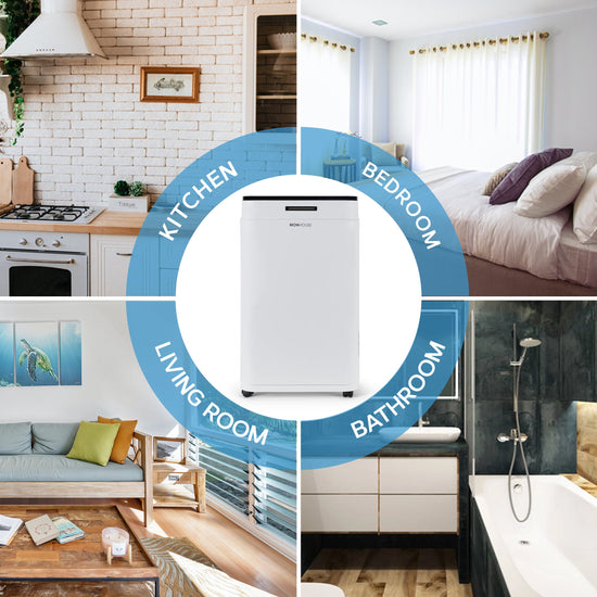 Load image into Gallery viewer, MONHOUSE 25L/Day Digital Dehumidifier - Sleep Mode, 24 HR Timer For Home, Laundry, Bedroom, Basement, Garage &amp;amp; Kitchen - Portable Electric Mould, Damp, Condensation Remover - Quiet Moisture Absorber
