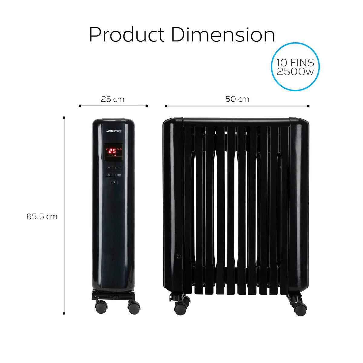 Digital Oil Filled Radiator Portable Electric Heater LED Display Remot ...
